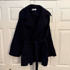 Barena Venezia Navy Wool Made in Italy Wrap Tie Coat 42